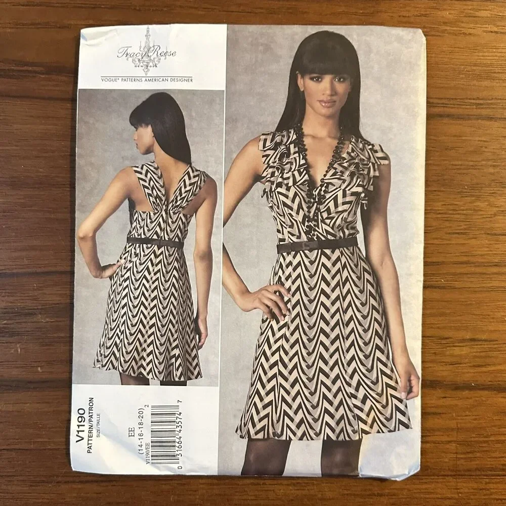 NEW Vogue Pattern 1190 Misses' Tracey Reese Close Fitting A-Line Dress 14~20